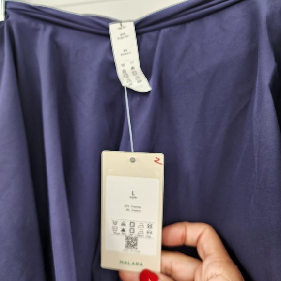 HALARA Women's Breezeful High Waist Navy Faux Wrap Micro Mini Skirt Large NWT - Picture 8 of 9